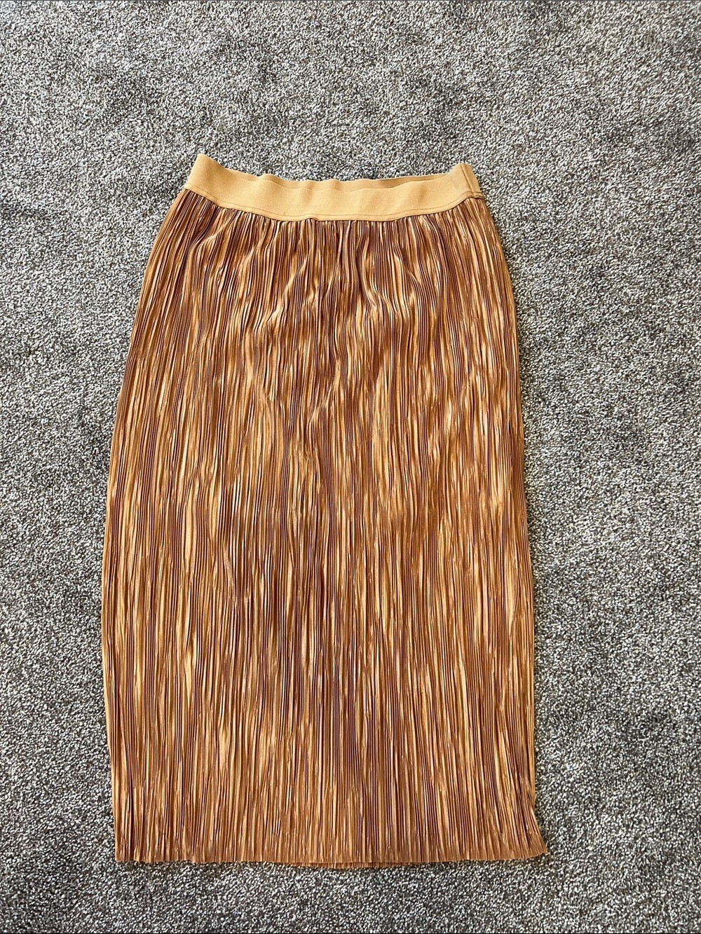 Dynamite Metallic Bronze Pleated Midi Skirt